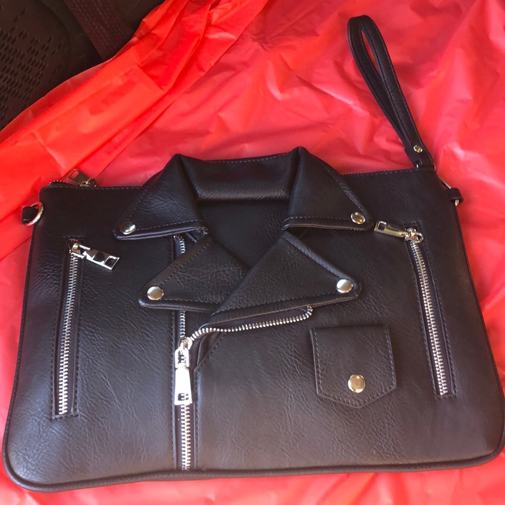 Leather jacket clutch